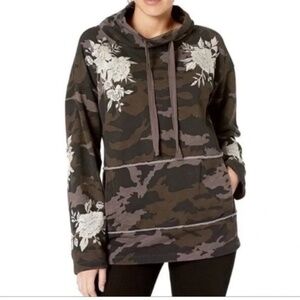 Johnny Was- Women’s Santal Camo Drawstring Turtleneck Sweatshirt Embroidered Lar